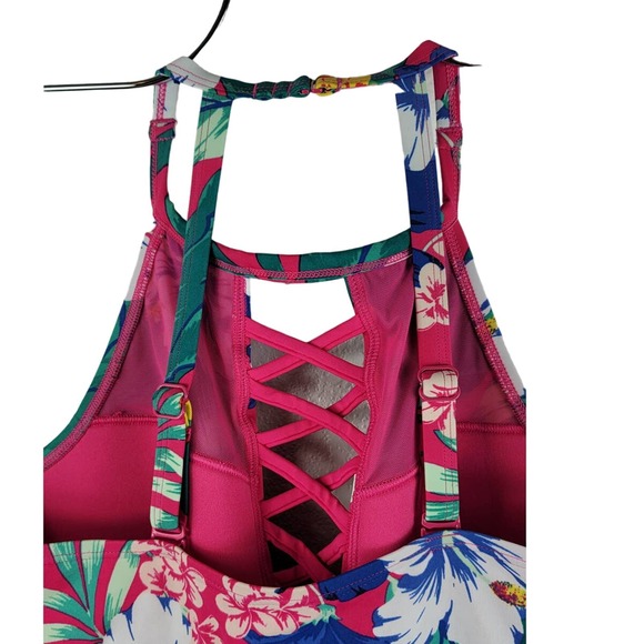 Cacique Hibiscus Tropic One Piece Bathing Suit 16 - Picture 4 of 7